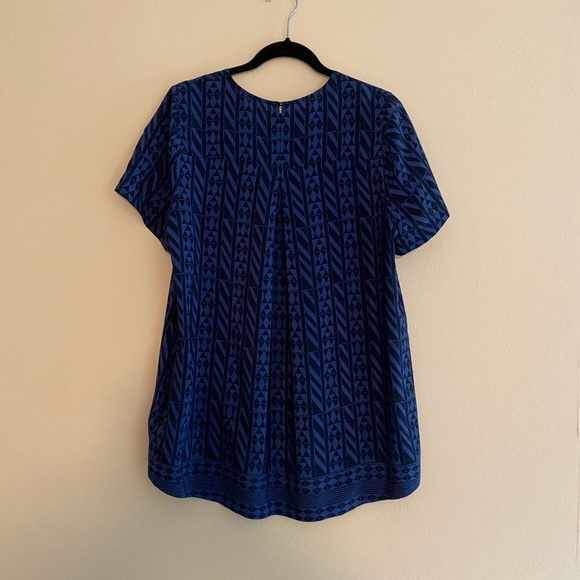 Madewell 100% silk tailored tee geometric blue - Picture 4 of 8